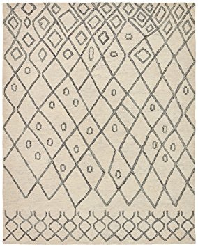 Rivet Geometric Boho Wool Rug, 8' x 10', Cream