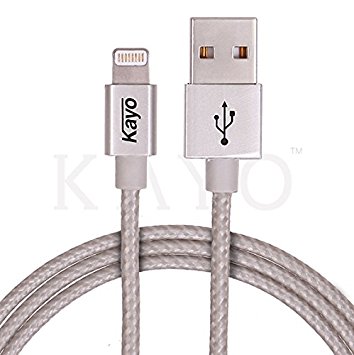 iPhone Charger,KAYO 3.3FT[Apple MFi Certified]Lightning Cable Charging Cord Nylon Braided USB Data Sync 8 Pin Cable for iPhone 7/7 Plus,6/6S/6 Plus/6S Plus,5/5S/5C/SE,iPad Air/Pro/Mini-SILVER 1 Pack