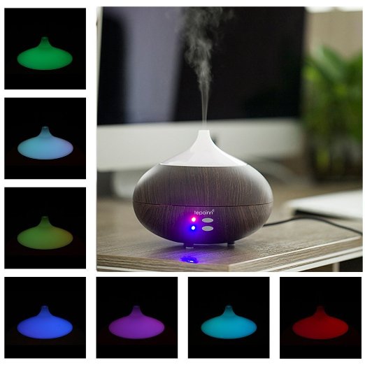 Tepoinn 280ml Electric Ultrasonic Aromatherapy Essential Oil Diffuser Cool Mist Humidifier Air Fresher with Auto Off Light for Bedroom Office Spa Yoga