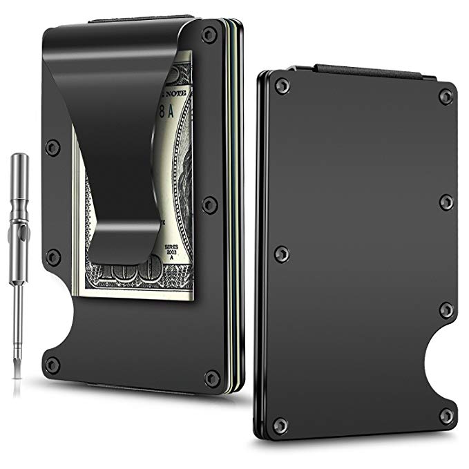 Minimalist Carbon Fibre Slim Wallet, Slim Wallet & RFID Blocking Front Pocket Wallet，Minimalist Wallet for Men and Women（2018 New Version) (Black)