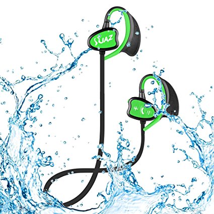 Sport Waterproof Bluetooth Headphone-JAZ(2017 New Design) Wireless Earbuds HD Stereo Sweatproof Waterproof Rating IPX8 Noise Cancelling Headsets for Gym Running Swimming Water Sports , etc. (Green)
