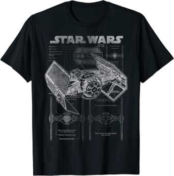 Star Wars TIE Fighter Blueprint Schematics T-Shirt C1