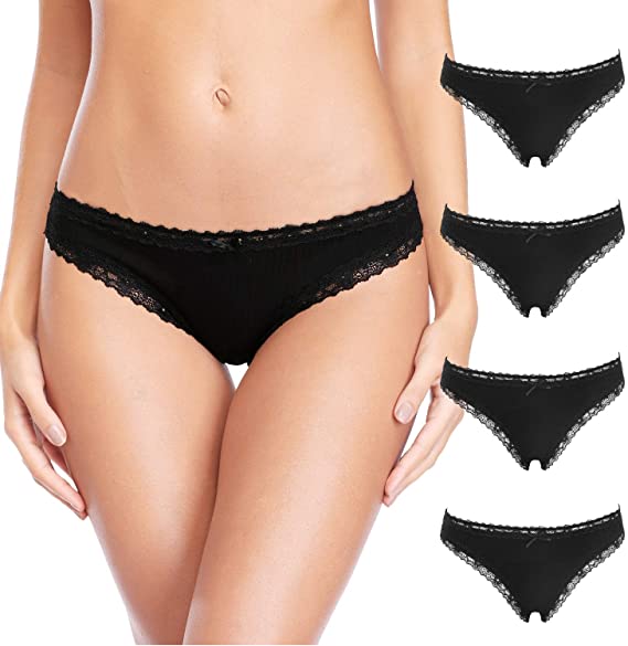 ATTRACO Women's Cotton Bikini Panties Cozy Underwear Low-Rise Panties 4 Pack