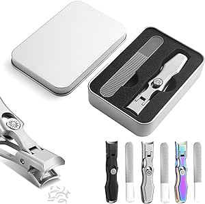 Cumuul Nail Clipper, Cumuul Nail Clippers, Nail Clippers with Catcher for Thick Nails, Ultra Wide Jaw Opening Toenail Clippers, Fingernail Clipper, Nail Cutter for Seniors Adult (Silver)