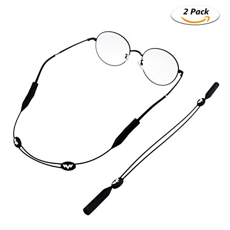 Buluri Sunglass Holder Strap, Sports Eyewear Retainer Adjustable 2 Pack Black Unisex Anti-slip Eyeglass Cord Holder