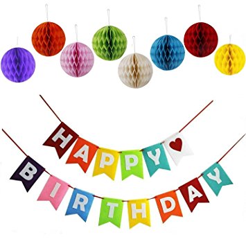 Monopril Birthday Party Decorations, Include Banner and Tissue Pom Poms, Perfect for Boys&Girls Brithday Party
