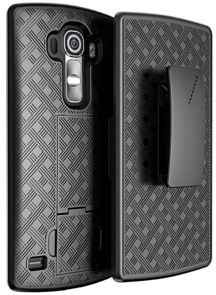LG V10 Case, Galaxy Wireless [Holster Combo] Slim Hard Shell LG V10 Phone Case with built-in KickStand & Swivel Locking Belt Clip   Stylus Pen (Verizon, T-Mobile, AT&T) (Black Holster Shell Combo)