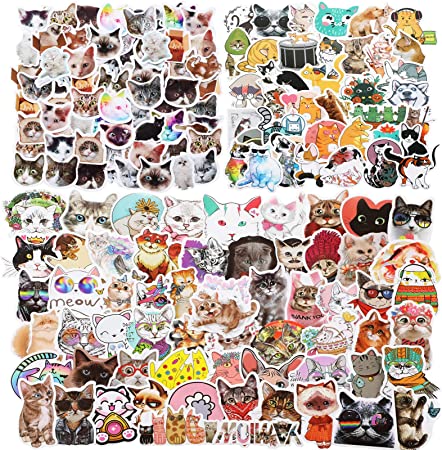 176 Pieces Cat Vinyl Stickers Cute Cat Stickers for Laptop Kitty Stickers Decals Waterproof Stickers DIY Decorative Scrapbook Stickers for Water Bottles Skateboard Computer Phone Guitar Hydro Flask