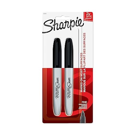 Sharpie Super Permanent Fine Point Marker, Proudly Permanent Ink Marks On Paper, Plastic, Metal, and Most Other Surfaces; Super Large Ink Supply for Extended Life, Black, 1 Blister Pack of 2 Markers (33161PP)