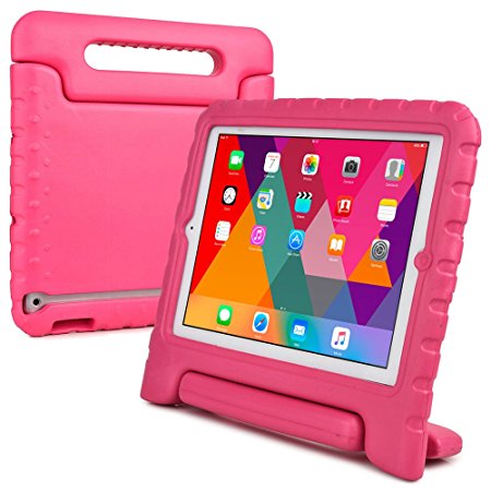 Apple iPad Pro 10.5 kids case, [2-in-1 Bulky Handle: Carry & Stand] COOPER DYNAMO Rugged Heavy Duty Children’s Cover   Handle, Stand & Screen Protector - Boys Girls Elderly (Pink)