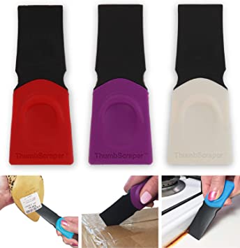 FusionBrands Thumb Scraper Tool, 3 Pack – Save Your Manicure – A Multi-Use Plastic Scraper, Ideal for Removing Price Stickers, Tags, Wax, Grime, Gum and More – Nylon with Non-Slip Grip
