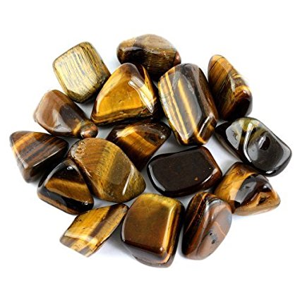 Crystal Allies Materials: 1/2lb Bulk Tumbled Gold Tigers Eye Stones from South Africa - Large 1" Polished Natural Crystals for Reiki Crystal Healing *Wholesale Lot*