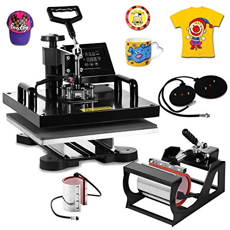 VEVOR Heat Presses 15 X 15 inch 6 in 1 Digital Multifunctional Sublimation T Shirt Heat Press Machine 360 Degree Rotation Heat Press Machine for T Shirts Hat Mug Plate (6in1 15X15Inch Auto-Countdown)