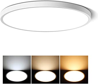 24W LED Ceiling Light Fixture, 12 inch Flush Mount Light Fixtures, 3 Colors 2800K/4000K/6500K in One Ceiling Lamp for Bedroom, Kitchen ,Hallway, Office, Stairwell, Milk White