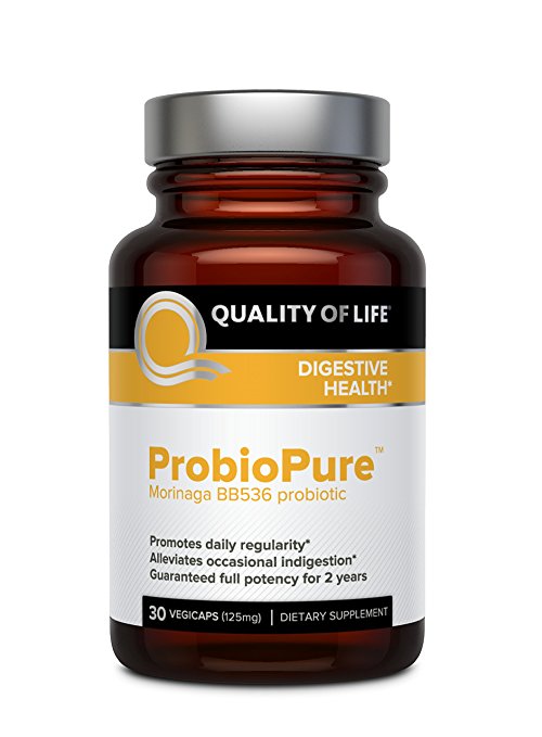 Quality of Life Probiopure - Powerful Probiotic Supplement – Supports Digestion, Regularity & Immune Health – Shelf Stable & Acid Resistant - Includes Probiotic Morinaga BB536 – 30 Vegetable Capsules