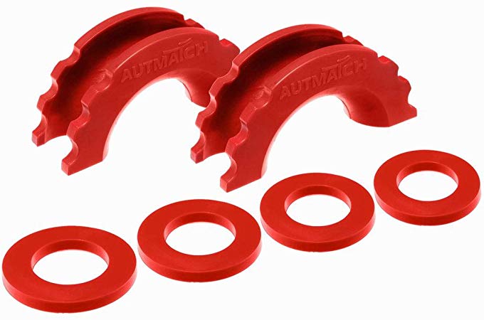 AUTMATCH Pack of 2 D-Ring Shackle Isolators Washers Kit 2 Rubber Shackle Isolators and 4 Washers Fits 3/4 Inch Shackle Gear Design Rattling Protection Shackle Cover Red