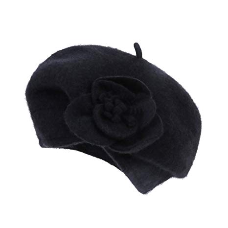 Dantiya Women's 100% Wool Cloche Hat Bucket Floral Winter Vintage Beret Beanie Hat