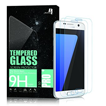 Galaxy S7 Screen Protector DANTENG Full Screen Coverage (2 Pack) Ultra HD Clear Scratch Resistant Tempered Glass Screen Protector for Galaxy S7 - Transparent