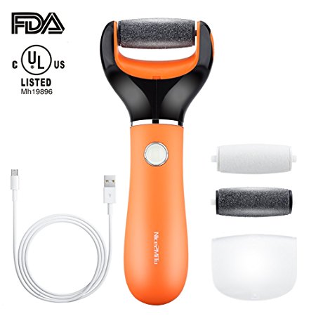 Nice2MiTu Electronic Foot File Pedicure Callus Remover Tools with Diamond Crystals, Rechargeable,Cordless,Water Resistant,Dual Speed