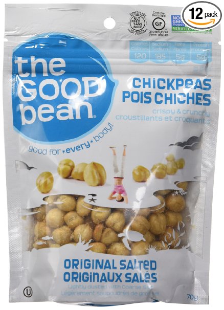 The Good Bean Chickpea Snacks, Sea Salt, Gluten and Nut Free, 2.5 Ounce (Pack of 12)
