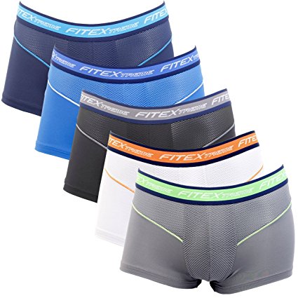 FX Men's 5 Pack AeroCool Sporty Performance Stretch Colorful Long Boxer Briefs
