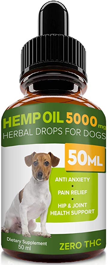 Pawesome Hemp Oil for Dogs Cats - 50ml - 5000 MG Made in UK Hemp Extract - Calming Pet Hemp Oil - Natural Pain Relief, Support Hip & Joint Health, Separation Anxiety, Omega-3, 6