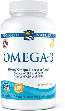 Nordic Naturals Omega-3 Soft Gels - Omega-3 Essential Fatty Acids Aid in Cognition, Heart Health, and Immune Support, Lemon Flavor (120)