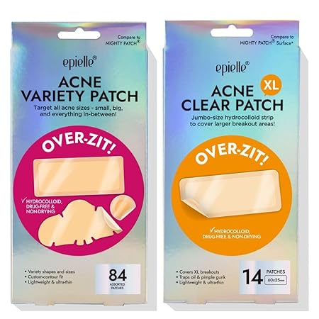 Epielle Acne Variety Patch Over-Zit - The Ultimate Hydrocolloid Solution of Acne Patch (84 counts   Large 14 counts) Acne Pimple Patches Blemish Patches