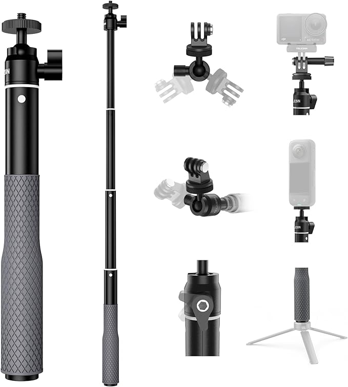 TELESIN 360° Waterproof Selfie Stick 25.75" w Hand Strap Underwater Dive Diving Extension Stick Pole Monopod for GoPro Hero 12 11 10 9 8 7 6 Go Pro Max Mini Insta360 X3 GO3 DJI Action 3 4 Accessories