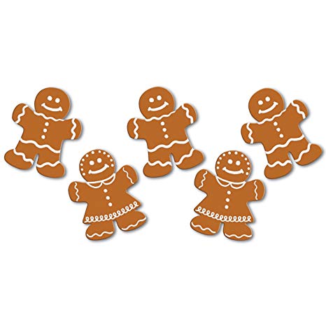 Beistle S22268AZ6, 60 Piece Mini Gingerbread Cutouts, 5''