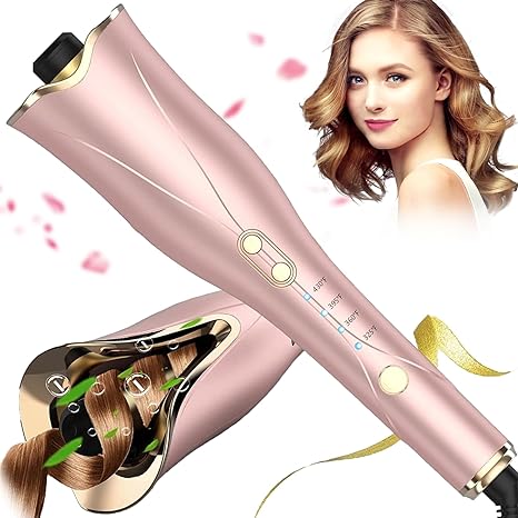 Auto Hair Curler, Automatic Curling Iron Wand with 1" Large Rotating Barrel & 4 Temps & 3 Timer Settings, Curling Iron with Dual Voltage, Auto Shut-Off, Fast Heating for Hair Styling