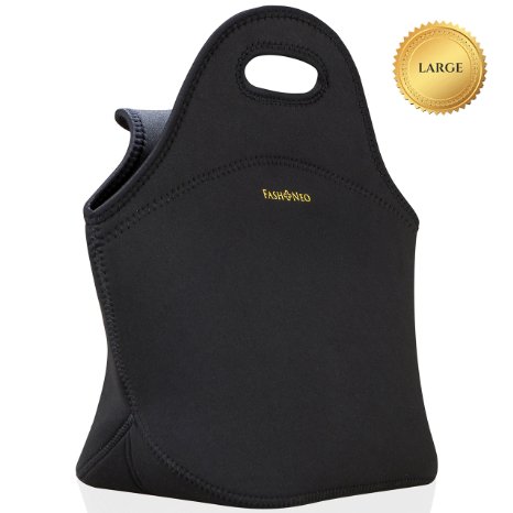 LARGE Neoprene Lunch Bag Insulated by FASHNEO 8226 Insulated Lunch Bag 8226 Insulated Lunch Box is Machine-Washable and High Quality 8226 Eco Friendly Lunch Bags 13 x 13 x 7 inches