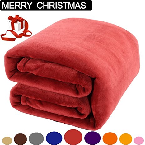 Luxury Polar Fleece Fuzzy Blanket by Shilucheng,Super Soft Warm Lightweight Couch Bed Blankets Easy Care (King, Burgundy)