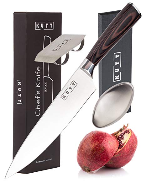 Kutt Chef Knife, Razor Sharp and Rust-Free Professional Chopping Knife for Budding Kitchen Cooks and Pro Chefs, German Stainless Steel, 8 Inch Blade