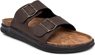 Nautica Men's Sandals - Casual Slides with 2 Adjustable Buckle Straps and Cork Footbed for Ultimate Comfort and Style