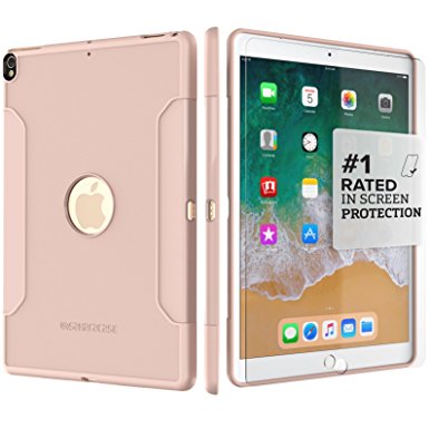 New iPad 10.5 Case (2017) - SaharaCase Protective Kit   [ZeroDamage Tempered Glass Screen Protector] Rugged Slim Cover [Shock-Absorbing Bumper] Scratch-Resistant Hard Back - Rose Gold