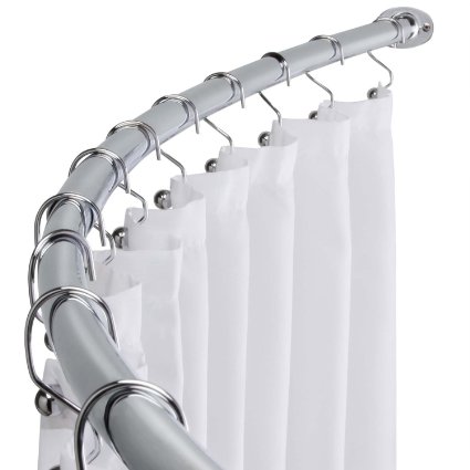 Curved Shower Curtain Rod Adjustable Bath Tub Accessory, Chrome