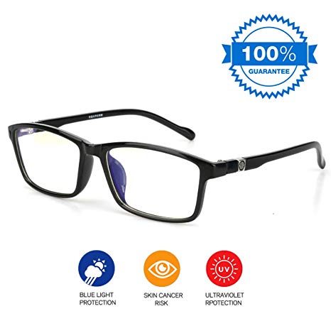 Blue Light Blocking Glasses,Reading Glasses TV/Gaming/Phone/Computer Reading Glasses Blue Light Filter Glasses Anti UV Glare Eyestrain Fake Glasses Eyewear Square Frame Eyeglasses for Women Men Black