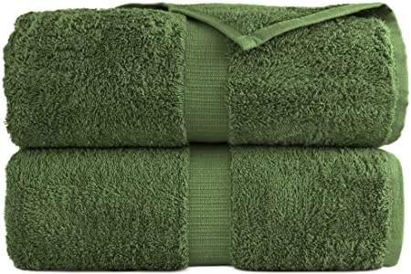 100% Cotton Eco-Friendly, Soft and Super Absorbent Large Turkish Bath Sheet Towels, 35’’ x 70’’ (Moss, Set of 2)