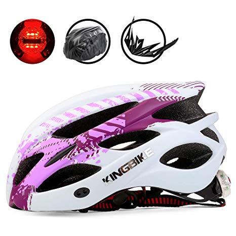 KINGBIKE Ultralight Specialized Bike Helmets with Rear Light   Portable Simple Backpack   Detachable Visor for Men Women(M/L,L/XL)