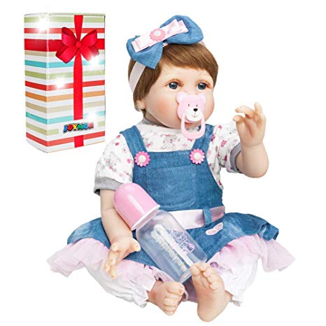 JOYMOR 22 Inch Reborn Baby Doll Silicone Vinyl Lifelike Realistic Child Growth Partner Birthday Gift Vivid Real Looking Dolls Washable Soft Body Lovely Simulation Fashion