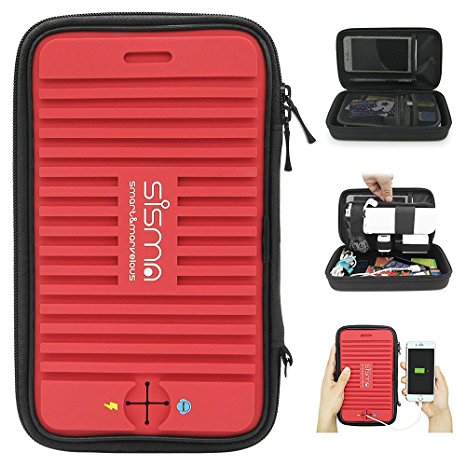 Sisma Travel Organizer Shockproof Carry Bag for Small Electronics and Accessories Red SCB16128S-WB-R