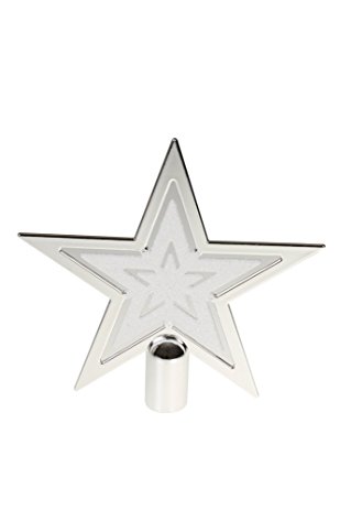 Silver & White Star Christmas Tree Topper by Clever Creations | Festive Christmas Decor | Silver & White Shatter Resistant Plastic | 6.5" Tall Perfect for Any Size Christmas Tree