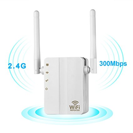 Romossy WiFi Range Extender 300Mbps Fast Speed WiFi Booster Wireless Repeater with High Gain Dual External Antennas and 360 degree WiFi Coverage-White (WW-20-WW)