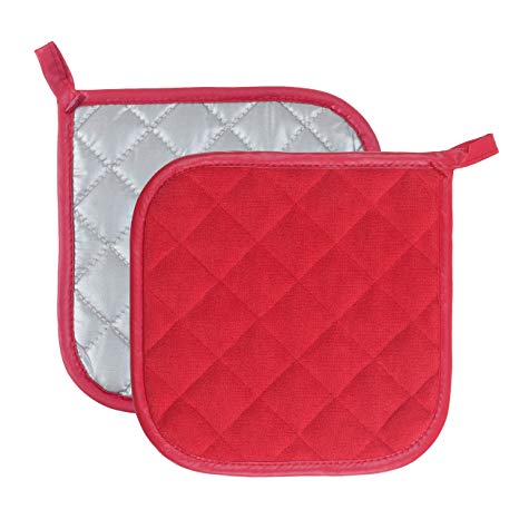 Pot Holders Cotton Made Machine Washable Heat Resistant Coaster Pot Holder for Cooking and Baking (2, Red)