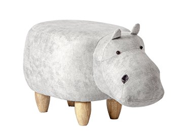 PIQUU Padded Soft Hippo Ottoman Footrest Stool/Bench for Kids Gift and Adults (Grey)