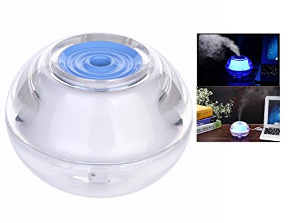 Anpress® Mini Crystal Symphony LED Night Light Ultrasonic Humidifier Aroma USB Humidifier Desktop Light Mist Maker (Blue)