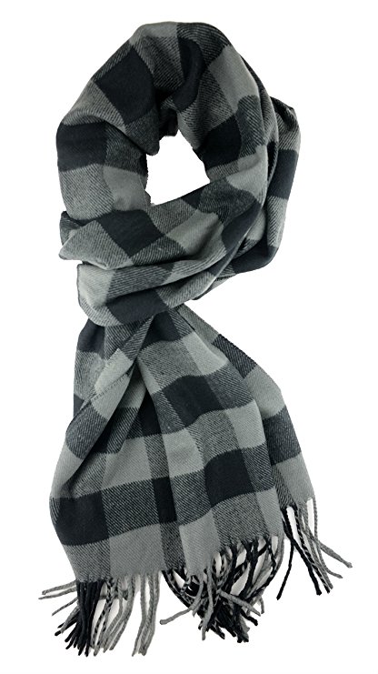 Plum Feathers Plaids and Checks Cashmere Feel Winter Scarf