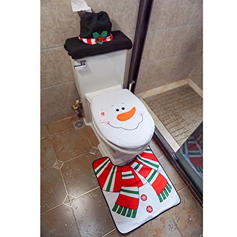 D-FantiX Snowman Santa Toilet Seat Cover Set (3 Piece)