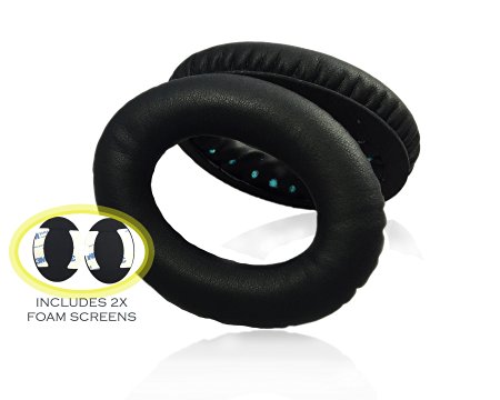 Replacement Ear pads For Bose Headphones Earpads Cushions Earcups Compatible With Quiet Comfort / Quietcomfort 2 / 15 / 25 / Ae2 / Ae2i / Ae2w / QC2 / QC15 / QC25 - Black